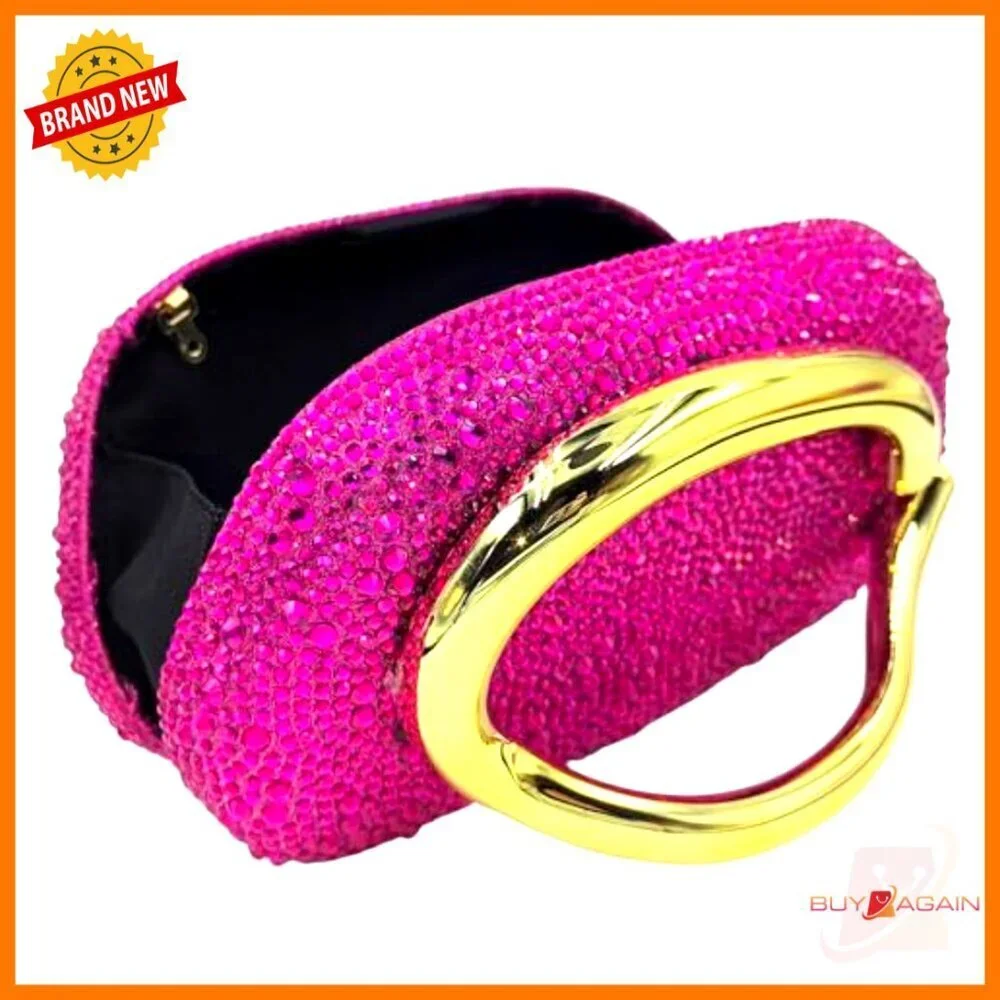 Mini Rhinestone Clutch Evening Bag with Detachable Chain Straps